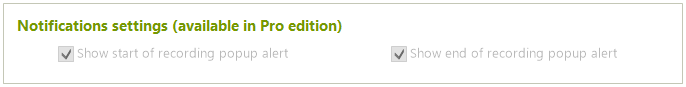 Recording notifications settings